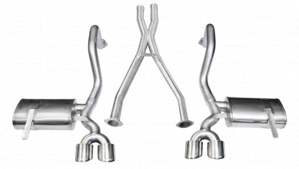 Picture of 2.5 Inch Cat-Back Plus X-Pipe Xtreme Exhaust Dual Rear Exit 4.0 Inch Polished Tips 97-04 Chevy Corvette C5 Plus Z06 5.7L V8 Stainless Steel Corsa Performance