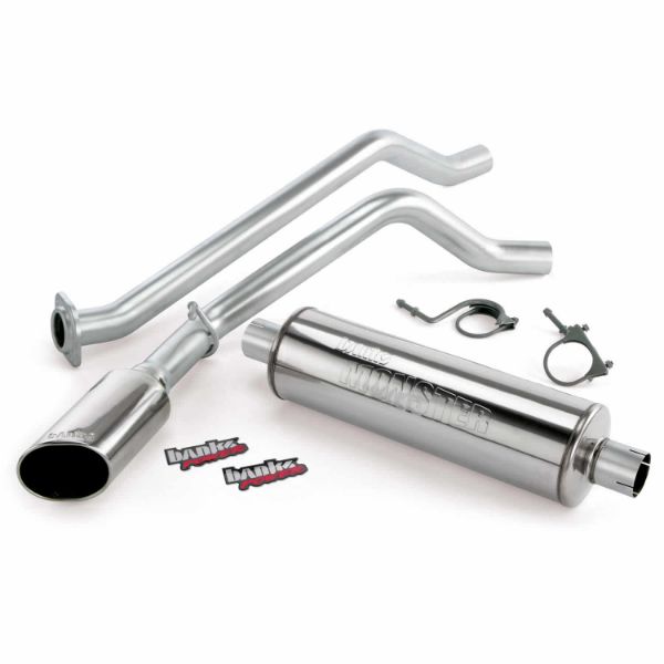 Picture of Monster Exhaust System Single Exit Chrome Ob Round Tip 09 Chevy 6.2L 1500 CCSB Banks Power
