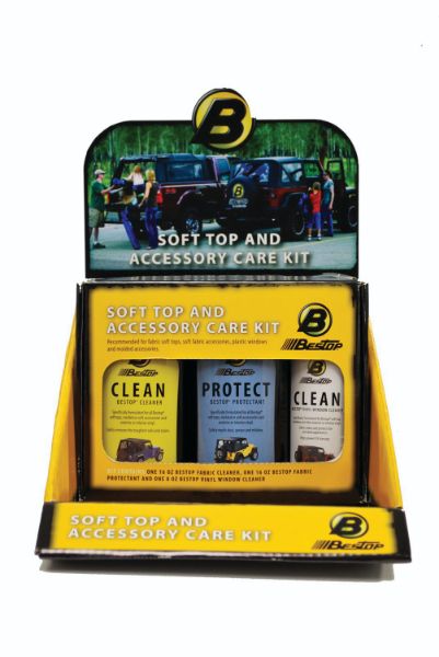 Picture of Bestop Fabric Care Merchandiser 6-Pack Kit - Cleaner, Protectant, Vinyl Window Cleaner All Together In One Bestop