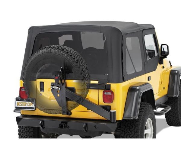 Picture of Jeep TJ/YJ Bumper w/Tire Carrier/2-Inch Receiver Hitch HighRock 4X4 97-06 TJ/LJ Matte Black PC Bestop