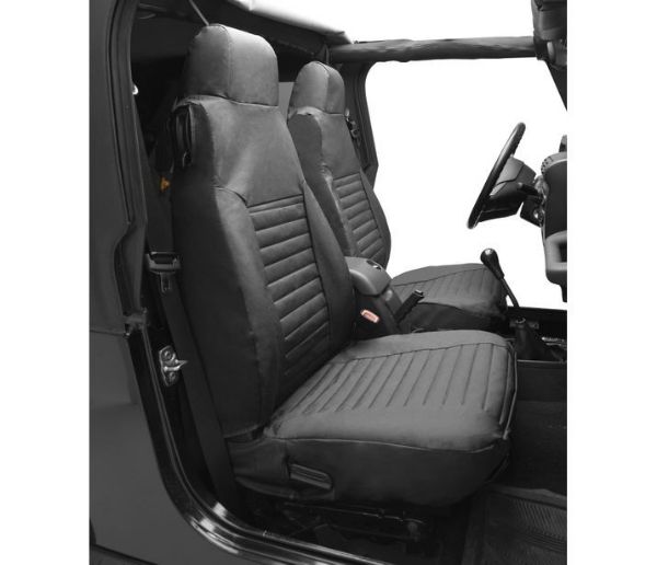 Picture of Jeep TJ Seat Covers Front Highback Buckets 97-02 Jeep Wrangler TJ Black Denim Pair Bestop