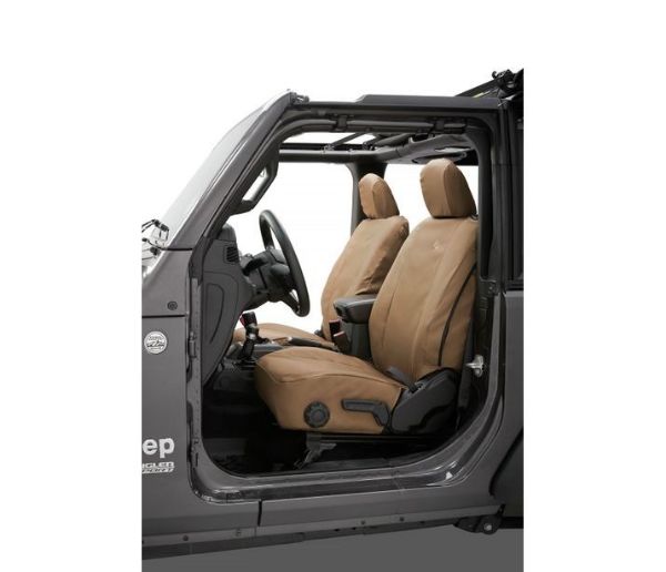 Picture of Jeep JL Seat Covers Front Highback Buckets 19-20 Jeep Wrangler JL 2 Door Tan Pair Bestop