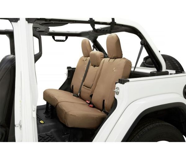 Picture of Jeep JL Seat Covers Rear Bench Without Fold Down Arm Rest 19-20 Jeep Wrangler JL 4 Door Tan Bestop