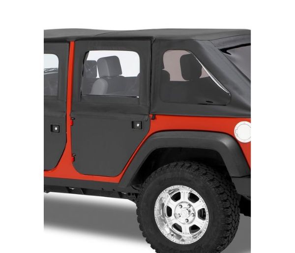 Picture of Jeep JK Unlimited Fabric Doors 2-Pc Factory Soft Top/Any Bestop 07-18 Wrangler JK Unlimited Rear Black Diamond Pair Bestop