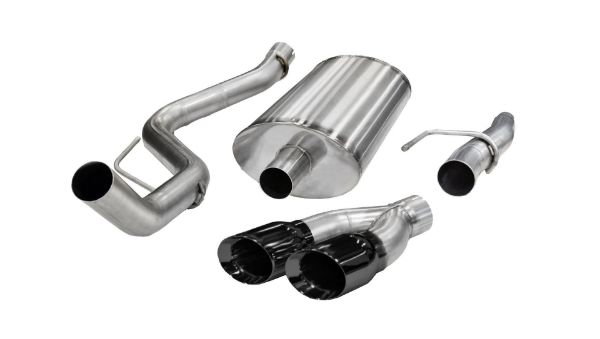 Picture of 3.0 Inch Cat-Back Sport Single Side Exit Exhaust 4.0 Inch Black Tips 11-14 Ford F150 6.2L V8 144.5/156.5 Inch Wheelbase Stainless Steel Corsa Performance