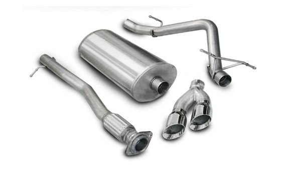 Picture of 3.0 Inch Cat-Back Sport Single Side Exhaust 4.0 Inch Polished Tips 10 Silverado/Sierra Denali 1500 6.2L V8 143.5 Inch WB Stainless Steel Corsa Performance