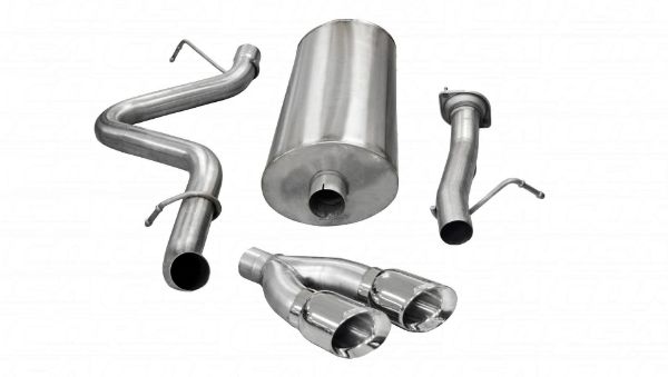 Picture of 3.0 Inch Cat-Back Sport Single Side Exit Exhaust 4.0 Inch Polished Tips 07-10 Silverado/Sierra/Denali 2500 Extended Cab/Standard Bed 6.0L V8 143.5 Inch WB Stainless Steel Corsa Performance