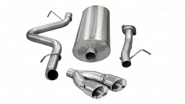 Picture of 3.0 Inch Cat-Back Sport Single Side Exit Exhaust 4.0 Inch Polished Tips 07-10 Silverado/Sierra 2500 Crew Cab/Standard Bed 6.0L V8 153.0 Inch WB Stainless Steel Corsa Performance