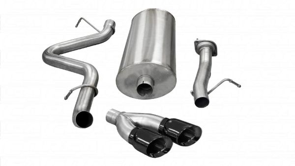 Picture of 3.0 Inch Cat-Back Sport Single Side Exit Exhaust 4.0 Inch Black Tips 07-10 Silverado/Sierra 2500 Crew Cab/Standard Bed 6.0L V8 153.0 Inch WB Stainless Steel Corsa Performance