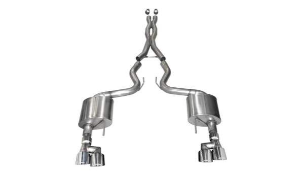 Picture of 2018-2021 Ford Mustang 3.0 Inch Cat-Back Exhaust System Polished Twin 4.0 Inch Tips Xtreme Sound Level