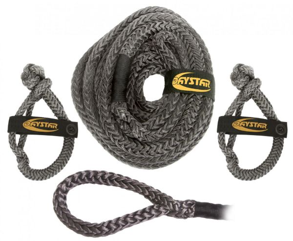 Picture of 25 Foot Recovery Rope W/Loop Ends 2 3/8 Inch Soft Shackles and Nylon Recovery Bag 3/4 x 25 Foot Black Rope Daystar