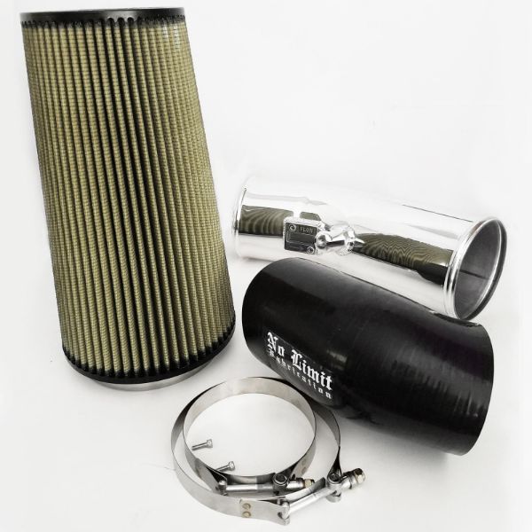 Picture of 6.7 Cold Air Intake 11-16 Ford Super Duty Power Stroke Polished PG7 Filter for Mod Turbo No Limit Fabrication