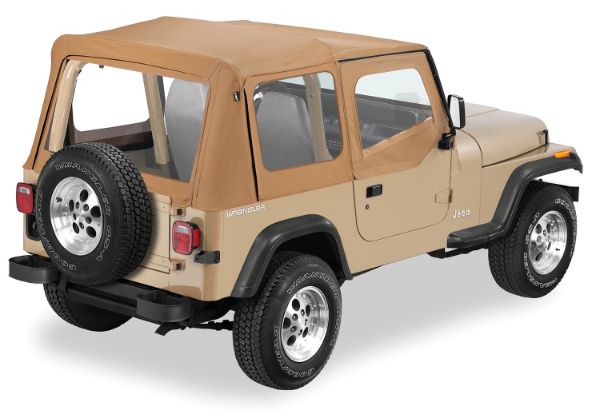Picture of Jeep YJ Replacement Soft Top Material Only Replay 88-95 Wrangler YJ W/Clear Windows and Upper Skins Vinyl Spice Pavement Ends By Bestop