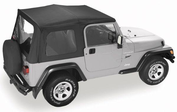 Picture of Jeep TJ Replacement Soft Top Material Only Replay 97-06 Wrangler TJ W/Clear Windows and Upper Skins Vinyl Black Denim Pavement Ends By Bestop