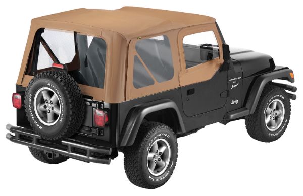Picture of Jeep TJ Replacement Soft Top Material Only Replay 97-06 Wrangler TJ W/Clear Windows and Upper Skins Vinyl Spice Pavement Ends By Bestop