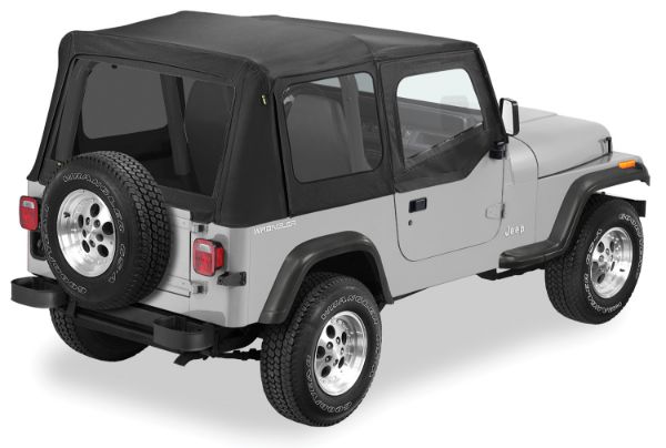 Picture of Jeep YJ Replacement Soft Top Material Only Replay 88-95 Wrangler YJ W/Tinted Windows and Upper Skins Vinyl Black Denim Pavement Ends By Bestop