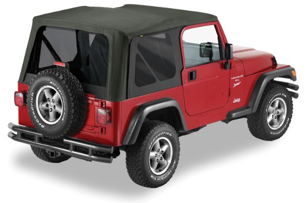 Picture of Jeep TJ Replacement Soft Top Material Only Replay 97-06 Wrangler TJ W/Tinted Windows Vinyl Black Denim Pavement Ends By Bestop