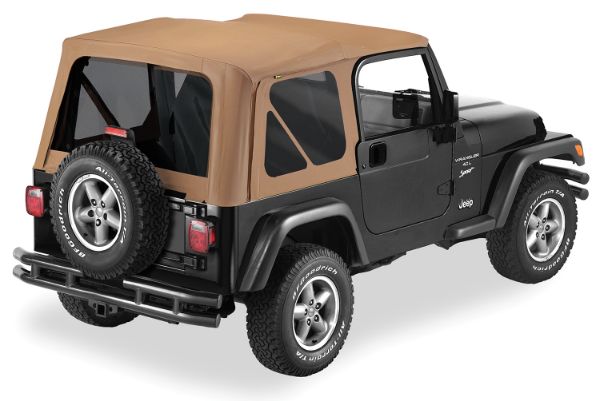 Picture of Jeep TJ Replacement Soft Top Material Only Replay 97-06 Wrangler TJ W/Tinted Windows Vinyl Spice Pavement Ends By Bestop