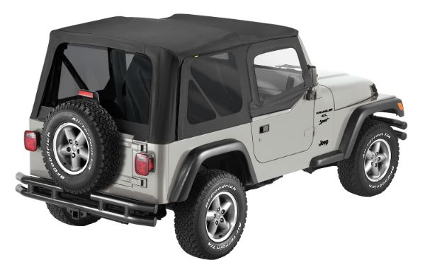 Picture of Jeep TJ Replacement Soft Top Material Only Replay 97-06 Wrangler TJ W/Tinted Windows and Upper Skins Vinyl Black Denim Pavement Ends By Bestop