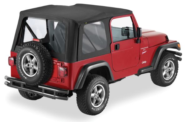 Picture of Jeep TJ Replacement Soft Top Material Only Replay 97-06 Wrangler TJ W/Clear Windows Vinyl Black Denim Pavement Ends By Bestop