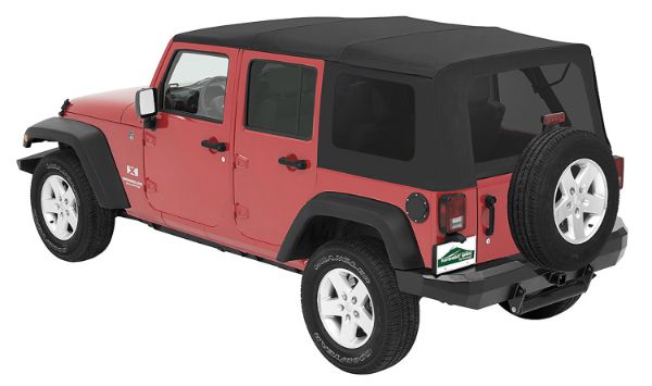 Picture of Jeep JK Replacement Soft Top Material Only Replay 07-09 Wrangler JK 4 Door W/Tinted Windows Vinyl Black Diamond Pavement Ends By Bestop