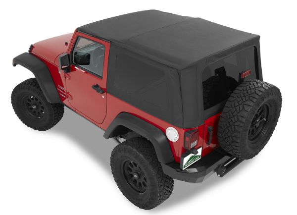 Picture of Jeep JK Replacement Soft Top Material Only Replay 07-09 Wrangler JK 2 Door W/Tinted Windows Vinyl Black Diamond Pavement Ends By Bestop