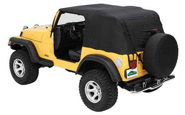 Picture of Jeep Emergency Soft Top 76-91 Jeep CJ7/Wrangler W/Rain Ponchos and Storage Sack Black PVC Pavement Ends By Bestop