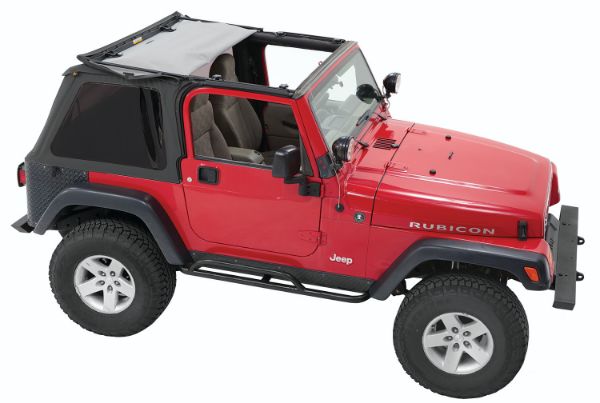 Picture of Jeep TJ Sprint Frameless Soft Top 97-06 Wrangler TJ (Except Unlimited) Black Denim Diamond Point Fabric Pavement Ends By Bestop