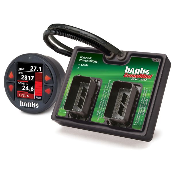 Picture of Economind Diesel Tuner (PowerPack calibration) with Banks iDash 1.8 Super Gauge for use with 2003-2007 Ford 6.0 Truck/2003-2005 Excursion Banks Power