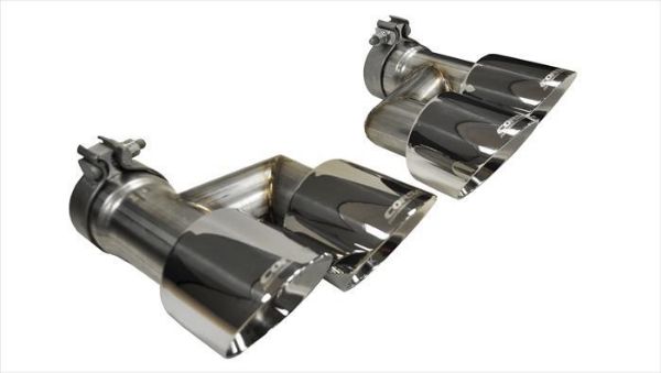 Picture of Two Twin 4.0 Inch Polished Tips Clamps Included Dual Rear Exit For Corsa Mustang GT Exhaust Only Stainless Steel Corsa Performance