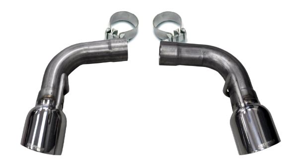 Picture of Two Single 4.5 Inch Polished Tips Clamps Included Dual Rear Exit For Corsa Camaro SS Exhaust Only Stainless Steel Corsa Performance