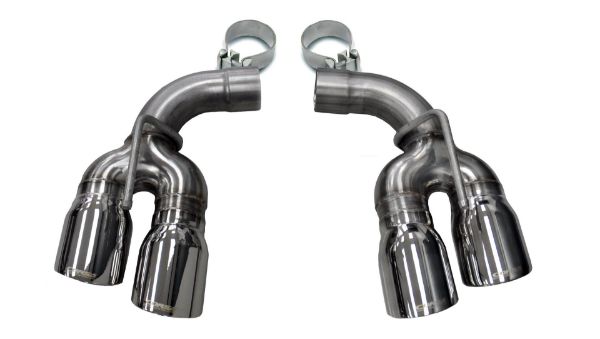 Picture of Two Twin 4.0 Inch Polished Tips Clamps Included Dual Rear Exit For Corsa Camaro SS/ZL1 Exhaust Only Stainless Steel Corsa Performance