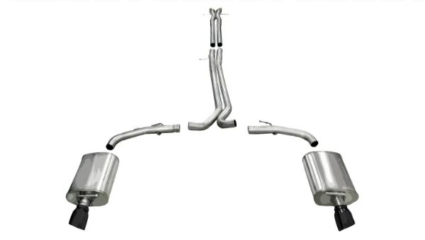 Picture of 2.5 Inch Cat-Back Sport Dual Exhaust 4.0 Inch Black Tips 10-17 Ford Taurus SHO/10-13 Lincoln MKS 3.5L V6 Turbo Stainless Steel Corsa Performance