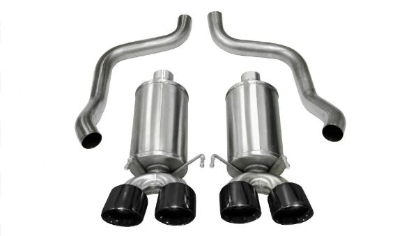 Picture of 2.5 Inch Axle-Back Xtreme Dual Exhaust Black 3.5 Inch Tips 05-08 Corvette 6.0L/6.2L Stainless Steel Corsa Performance