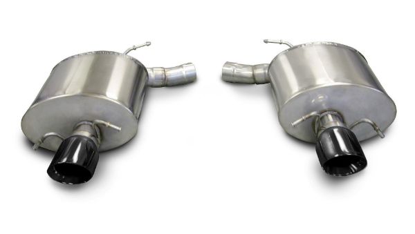 Picture of 2.5 Inch Axle-Back Touring Dual Exhaust 4.0 Inch Black Tips 09-14 Cadillac CTS-V Sedan 6.2L V8 Stainless Steel Corsa Performance