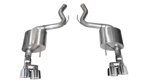Picture of Mustang Axle-Back Exhaust System 18-19 Ford Mustang GT 5.0L V8 Polished 3.0 Inch W/Twin 4.0 Inch Tips Sport Sound Level