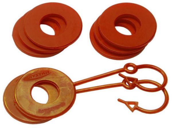 Picture of D Ring Isolator Washer Locker Kit 2 Locking Washers and 6 Non-Locking Washers Florescent Orange Daystar