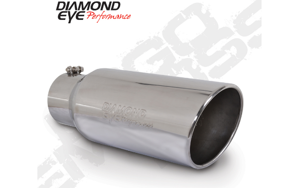 Picture of Exhaust Pipe Tip 5 Inch Inlet X 7 Inch Outlet X 18 Inch Bolt On Rolled Angle Stainless Exhaust Tip Diamond Eye
