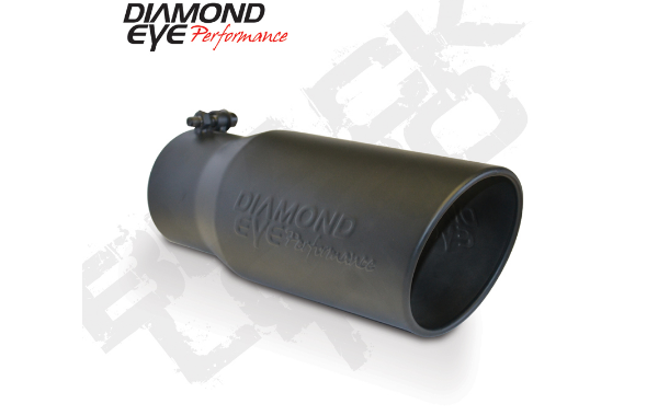 Picture of Exhaust Pipe Tip 5 Inch Inlet X 6 Inch Outlet X 12 Inch Rolled Angle Stainless Black Exhaust Tip Diamond Eye