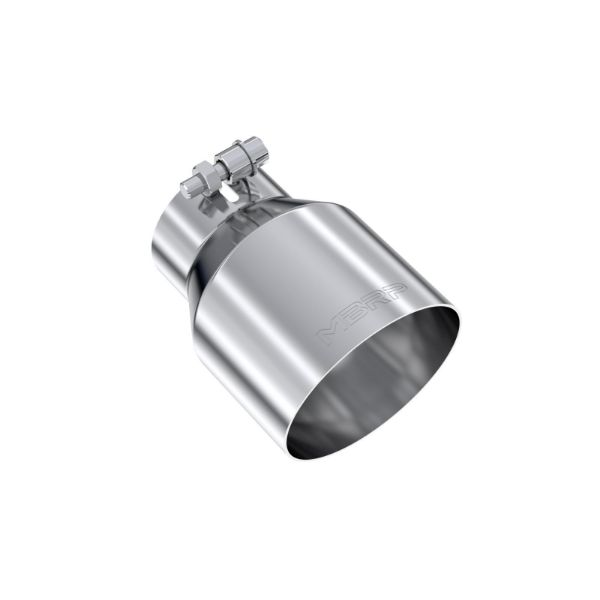 Picture of 3 Inch Inlet 4.5 Inch OD Out 6.13 Inch Length Angle Cut Universal Tail Pipe Tip T304 Stainless Steel Tip MBRP