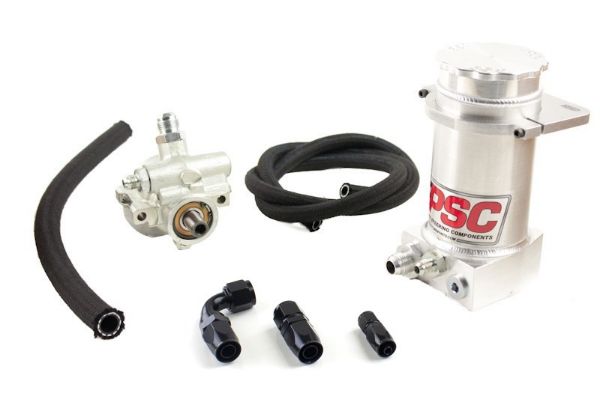 Picture of Pro Touring Type II Power Steering Pump and Brushed Aluminum Remote Reservoir Kit for Rack and Pinion Applications PSC Performance Steering Components