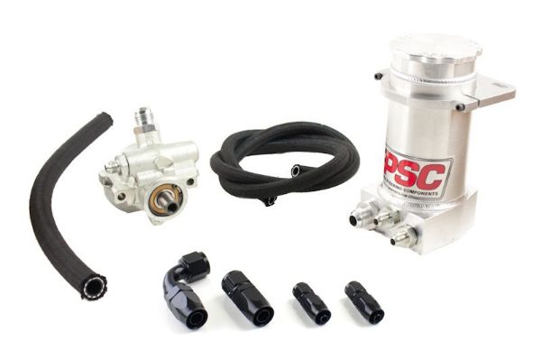 Picture of Pro Touring Type II Power Steering Pump and Brushed Aluminum Hydroboost Remote Reservoir Kit for Steering Gearbox Applications PSC Performance Steering Components