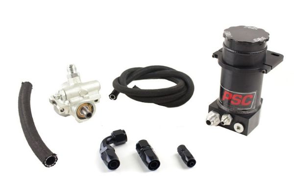 Picture of Pro Touring Type II Power Steering Pump and Black Anodized Remote Reservoir Kit for Steering Gearbox Applications PSC Performance Steering Components