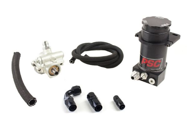 Picture of Pro Touring Type II Power Steering Pump and Black Anodized Remote Reservoir Kit for Rack and Pinion Applications PSC Performance Steering Components