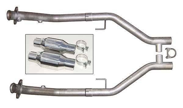 Picture of Exhaust H Pipe For Short Tube Headers Catted 2.5 in H-Pipe Hardware Incl Natural 409 Stainless Steel Pypes Exhaust