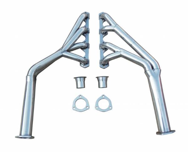 Picture of Exhaust Header Full Length Design 64-70 Mustang Tri-YLong Tube Hardware Incl 2.5 in to 2 in Collector Polished 304 Stainless Steel Pypes Exhaust