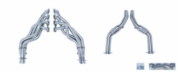Picture of Exhaust Header 1-7/8 in Primary 30 in Collector Long Tube Catted Downpipe 304 Stainless Steel Polished Pypes Exhaust