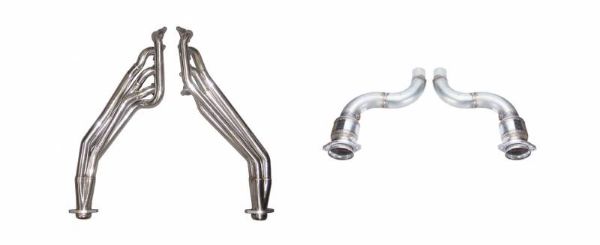 Picture of Exhaust Header Long Tube Catted To Factory Mid-Pipe Hardware Included Polished 304 Stainless Steel Header 409 Stainless Mid-Pipe Pypes Exhaust