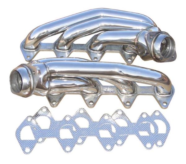 Picture of Shorty Exhaust Header 05-10 Mustang GT Hardware/Gaskets Incl Polished 304 Stainless Steel Pypes Exhaust