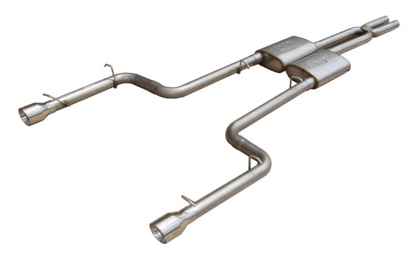 Picture of Violator Series Cat Back Exhaust System Split Rear Dual Exit 2.5 in Intermediate And Tail Pipe Violator Muffler/Hardware/4 in Polished Tips Incl Natural 409 Stainless Steel Pypes Exhaust